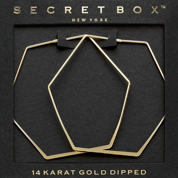 Secret Box New York 14 Karat Gold Dipped Hexagon Hoop Earrings (C) - Picture 1 of 2